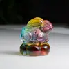 Estatueta de Coelho do Zodíaco em Vidro Coelho da Sorte Ornamento de Mesa Atrai-Riqueza Decoração para Casa Artesanato Presente Coelho de Cristal Amarelo
