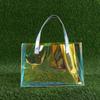 Bolsa tote de PVC al por mayor color mágico láser simple transparente gran capacidad bolsa de regalo de boda bolsa de compras