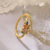 Aogu Anel Aberto Geométrico de Zircônia Banhado a Ouro Real Cobre de Luxo Acessível Fashion Feminino Ins Nicho Sofisticado Elegante Novo