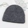 Gorro de Lana Tejido Cálido con Mezcla de Piel de Conejo, Cómodo y Versátil, Venta Directa del Fabricante, Color Sólido, Circunferencia de Cabeza Grande, Hace que el Rostro Parezca Más Pequeño