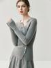 Elegante Cárdigan de Cachemira con Botonadura Inclinada para Mujer, Otoño/Invierno Suave Ajustado Canalé Botones Versátil Suéter Tejido para Capas