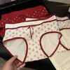 Roupa Íntima Vermelha Estilo Natalino para Mulheres, Tamanho Grande, Boa Sorte no Ano do Seu Nascimento, Algodão Puro, Confortável e Respirável, Roupa Íntima de Cintura Média para Casamento