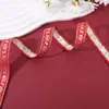 Cinta Jacquard Estilo Étnico Huiya, Cinta Roja Estilo Nacional, Decoración de Borde para Hanfu Qipao, Accesorios Hechos a Mano DIY