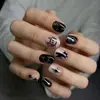 Novo conjunto de unhas brilhantes de comércio exterior mais vendido com 24 peças e designs fofos e estilosos de gato e estrela, unhas postiças quadradas para atacado