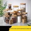 Potes de armazenamento personalizáveis ​​com estampas, potes quadrados de vidro transparente para uso doméstico, ideais para armazenar grãos, chá e frutas secas, com vedação hermética para manter o frescor.