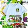 Plantas vs.. Camiseta de Zombies para Niños y Niñas, Manga Corta Máquina de Guisantes Dibujos Animados Media Manga Infantil Algodón Puro Media Manga Top para Verano 9