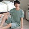 Pijama Masculino de Verão Modal Fino Manga Curta Roupa Externa Estilo Coreano Conjunto Tamanho Plus Casual Solto Roupas para Casa