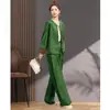 Nuevo Conjunto de Dos Piezas de Moda y Tendencia para Mujer Estilo Chino 2026 Nuevo Conjunto de Top Delgado que Reduce la Edad y Pantalones de Pierna Ancha para Primavera y Otoño