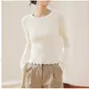 Suéter Básico Curto Gola Redonda 2026 Outono e Inverno Novo Estilo Feminino de Alta Qualidade para Usar por Baixo Suéter Nicho Tricô Branco Atacado