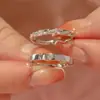 Anillo Mobius de Azúcar Textura Tejida de Vid para Pareja Anillo Abierto Ajustable para Mujer Regalo de San Valentín