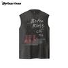 Befearless Americano Retro Lavado y Desgastado Chaleco Doberman Verano Hombre y Mujer Marca de Moda Suelto Camiseta sin Mangas