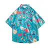 Camisa Floral Versátil para Vacaciones en la Playa para Hombre de Manga Corta Ins Atractivo Estilo Hawaiano Retro Holgada Camisa Chaqueta de Playa