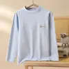 Camiseta interior de algodón de manga larga para niños para otoño e invierno, cuello semi-alto, para niños y niñas, top sencillo de cuello medio
