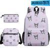 3D Novo Produto Estampado Periférico Sanrio Kuromi Kuromi Mochila Bolsa Escolar Estojo para Lápis Bolsa de Ombro Conjunto de Três Peças