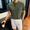 Nueva Camisa Polo de Manga Corta de Seda Helada de Verano 2026 para Hombre, Camiseta de Negocios de Gama Alta de Corte Ajustado con Cuello de Solapa, Elástica, Venta Directa