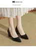 Zapatos de tacón alto color blanco roto estilo francés para mujer, nuevo modelo 2026, cuero suave elegante, tacón grueso, cómodos para los pies, zapatos profesionales de corte bajo para mujer