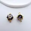 Pulseira com Pingente Duplo Redondo Zircônia Microcravejada Banhada a Ouro Cobre Material de Miçangas de Cristal Feito à Mão Acessórios para Joias DIY