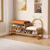 Banqueta Super Estreita 25CM de Largura para Trocar Sapatos Pai e Filho Estilo Creme para Entrada de Casa Sapateira Integrada