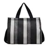 Bolso de Hombro Cruzado de Lona Estilo Coreano Otoño Nuevo Rayas Artísticas Gran Capacidad Bolso Tote para Estudiantes Bolso de Moda Tendencia