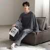 2026 Nuevo Pijama Cruzado de Otoño y Primavera para Hombre Imitación de Algodón Holgado Casual Color Sólido Tallas Grandes Conjunto de Ropa para el Hogar Venta al por Mayor