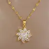 [Aço titânio] Conjunto de brincos de colar micro-incrustados Light Luxury Rotating Flower Personality Elegant Banquet Earrings Colar Combinação