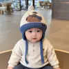 Chapéu Infantil Estilo Coreano Outono e Inverno Chapéu de Lã Quente para Exterior com Adição de Fleece e Espessamento Proteção para Orelhas À Prova de Vento Bonito Chapéu de Tricô Pulôver