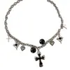 Collar Colgante Cruzado Estilo Chica Dulce Fresca Picante Diseño de Personalidad de Nicho Cadena para la Clavícula Estilo Punk Moda Collar para Mujer