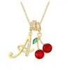 Artículo más vendido transfronterizo: Collar con Colgante de Cereza del Alfabeto de 26 Letras para Mujer, Cadena para Clavícula con Diseño de Nicho de Lujo Ligero Tachonada de Diamantes