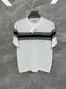 BORBOTIE Camiseta de punto para hombre Verano 2026 BC Classic Cuello redondo Bloque de color Raya horizontal Transpirable Manga corta