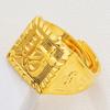 Anillo Abierto Grande para Hombre Fu Fa Cai Cuadrado con Carácter Anillo para Hombre Shajin Moneda Euro Joyería de Vietnam Punto