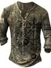 Camiseta holgada de manga larga para hombre, nueva, con estampado digital 3D, brújula, hebilla diaria, cuello en V y manga larga.