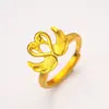 Anillo de latón bañado en oro al por mayor Flor de coche de oro vietnamita Anillo de apertura para mujer Joyería bañada en oro al vacío