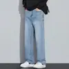 Jeans Reto Espesso com Forro de Lã para Homens, Novo Estilo Americano High-Street, Caimento Solto, Calça Casual Quente para Primavera, Outono e Inverno