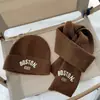 Conjunto de Dos Piezas de Gorro y Bufanda Tejidos para Niños Coreano Otoño e Invierno Gorro de Lana Personalizado para Bebé Bufanda Cálida Bordada con Letras
