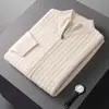 Nuevo cárdigan de punto grueso casual para hombre de otoño e invierno, 100% lana pura, corte holgado, cuello alto, manga larga