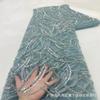 Moda Rayas Color Diamante Cuentas Malla Encaje Europeo y Americano Alta Gama Moda Vestido de Novia Falda Lentejuelas Tela Encaje