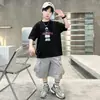 Conjunto de Verano para Niños Niños Estilo Nuevo 2026 para Niños Mayores, Ropa Deportiva Casual para Niños con Estampado de Dibujos Animados de Manga Corta