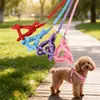 Coleira para Pet Bichon Frisé Renda Bolinhas Arnês Corrente para Cachorro Leash para Cachorro Atacado em Estoque