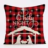 Funda de Almohada Navideña 2022 Serie Roja Transfronteriza Nueva Estampada Lino Hogar Sofá Cojín Respaldo Fabricación de Almohadas