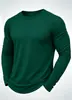 Camiseta top masculina retrô lavada de manga comprida com gola redonda para outono e inverno, cor sólida casual, exportação, masculina, com aspecto desgastado