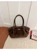 2026 Nueva Bolsa de Felpa Moda para el Trabajo Combinación Bolsa Cruzada Esponjosa Estilo Coreano ins Bolsa Cubo de Felpa Color Sólido