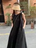 Elegante Vestido sin Mangas de Algodón y Lino Estilo Francés para Mujer, Nuevo Diseño Verano 2026 con Espalda Descubierta y Cuello Redondo Tipo Tank