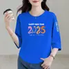 Comercio Exterior Transfronterizo Moda Madre de mediana edad y ancianos Versátil Holgada Capa interior Manga corta Manga de siete puntos Camiseta Capa base Ropa