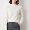 Ropa interior de cuello medio para mujer, nueva colección Primavera y Otoño 2026, suéter holgado, estilo coreano, color liso, manga larga, camiseta base de punto