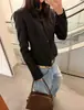 Khait~ Estilo retro de dinero viejo, moderno y rejuvenecedor traje corto negro, chaqueta blazer casual y versátil
