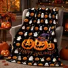 Manta de Flanela Halloween Estampa de Fantasma Laranja Abóbora Manta de Sofá Decoração de Casa de Outono Fabricante Atacado