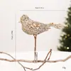Nuevo producto transfronterizo: Clips para pájaros y gorriones de plástico con recubrimiento en polvo, adornos para árbol de Navidad de gorriones huecos con recubrimiento en polvo