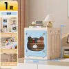 Caixa de Armazenamento Infantil Desenho Animado, Caixa de Armazenamento de Lanches com Tampa Flip-Top de Grande Capacidade, Caixa de Armazenamento Dobrável para Brinquedos e Roupas