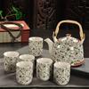 Xinmingxuan Cerámica Azul y Blanca Vintage con Filtro Juego de Té Doméstico Juego de Té Tetera de Porcelana Taza de Té Tetera de Cola Juego de Té