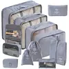 Conjunto de Armazenamento para Viagem Amazon Bolsa de Armazenamento para Viagem Conjunto de Oito Peças Bolsa de Armazenamento para Organização de Roupas de Viagem